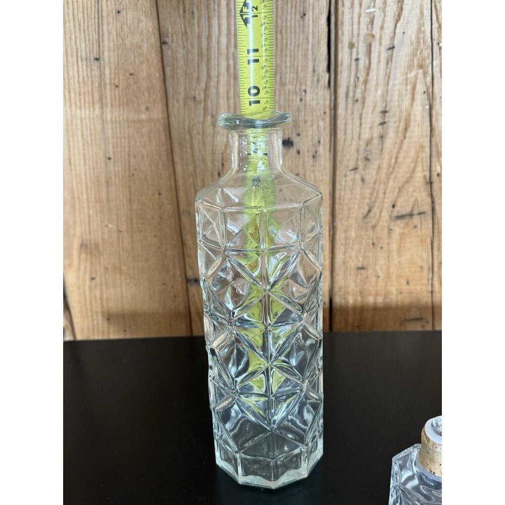 Vintage Mid Century Diamond Pattern Glass Whiskey Decanter 1950s/60s 12” - Picture 9 of 16